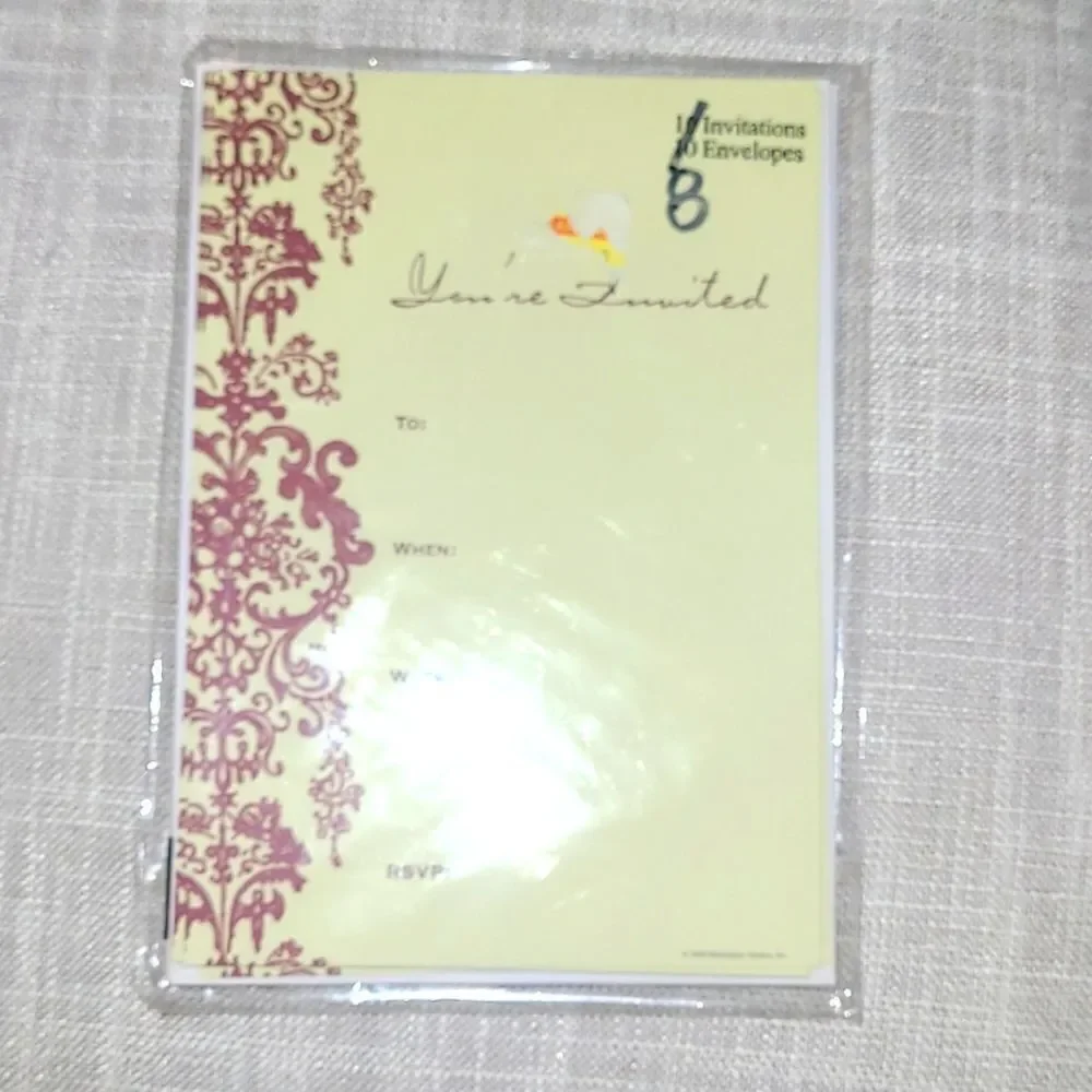 Invitation cards quantity 8 card envelopes party invite mail get together cream